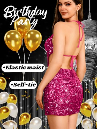 Image of ShawGobow Sequin Dress for Women,Glitter Sparkly Backless Bodycon Mini Dresses,Sexy Concert Outfits Prom Homecoming