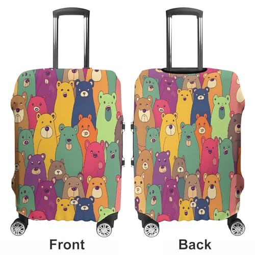 Housse de valise blanche en polyester motif ours M - 3