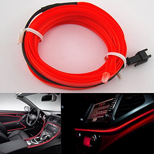 Ronben 6.5ft Panel Gap Neon Lamp Strip Cold EL OLED Interior Light Trim Atmosphere (Red)