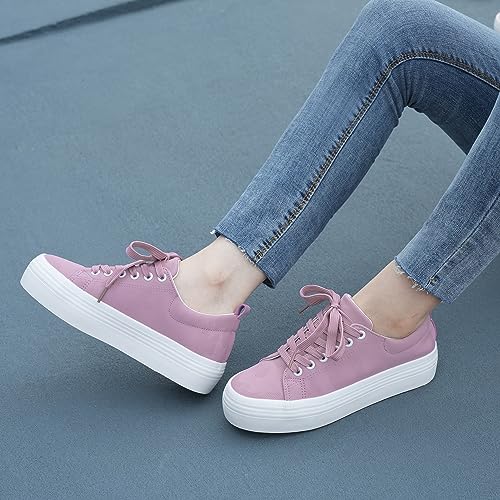 Image of JABASIC Women Lace Up Platform Sneakers Comfortable Casual Fashion Sneaker Walking Shoes