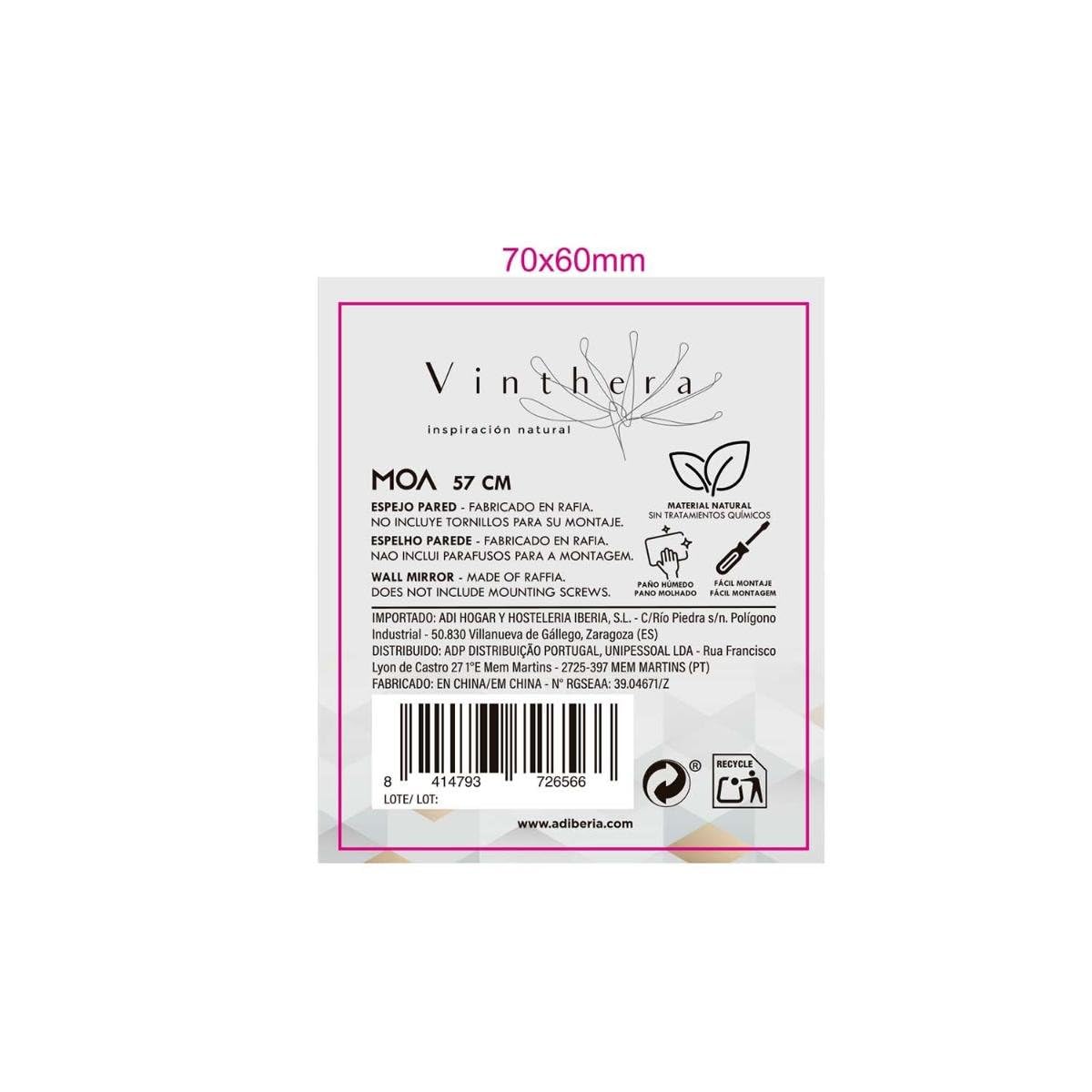VINTHERA Moa Miroir en Raphia 57 cm