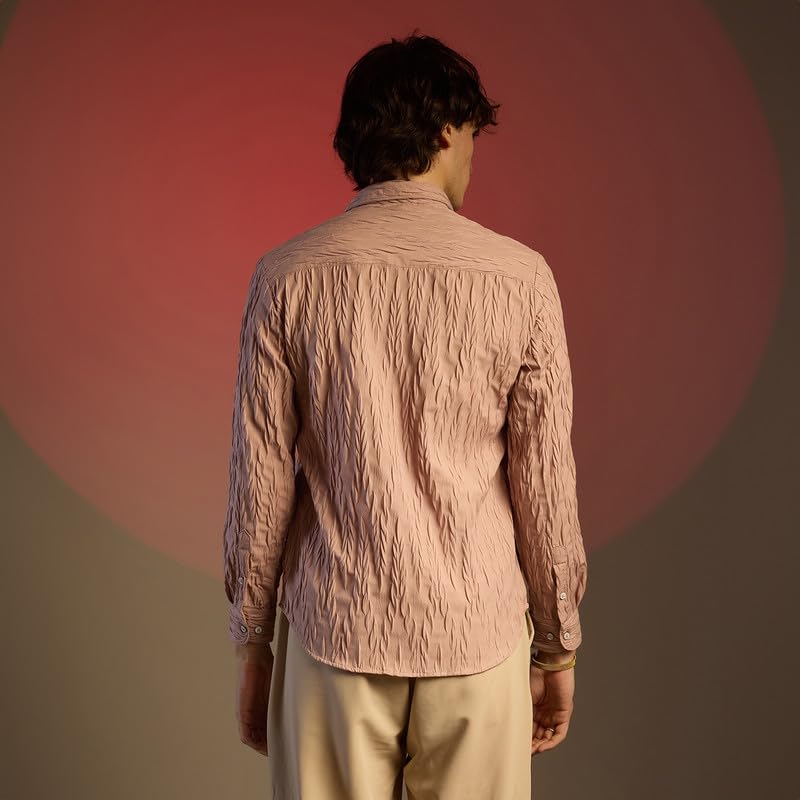 Image of CAHOOT Men's Foliage Strokes Shirt for Casual Wear | Spread Collar | Long Sleeve | Button Closure | Shirt Crafted with Comfort Fit for Everyday Wear