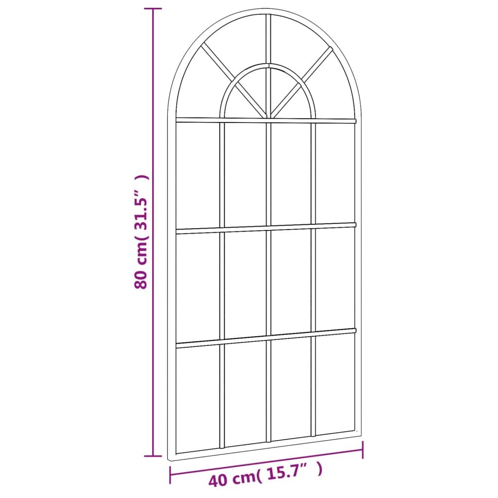 Wandspiegel Schwarz 40x80 cm Gewölbt Eisen Glas mit pulverbeschichtetem Rahmen für Flur Schlafzimmer Badezimmer Deko Montage, klarer Spiegel für Kosmetik und Rasur