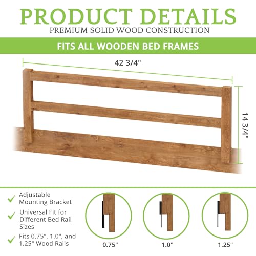 Image of Safety Guard Rail for Baby, Kids, and Children - Solid Wood Safety Bed Rail for Toddlers - Easy Installation - Premium Protection for Bunk, Twin, Full, Queen and King Size Beds - (Natural Rustic)