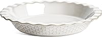 LETAUCI 9 Inch Ceramic Pie Pan Honeycomb Embossed Arctic White - Oven Safe Baking Dish for Apple Pie Quiche 36oz Housewarming Gift