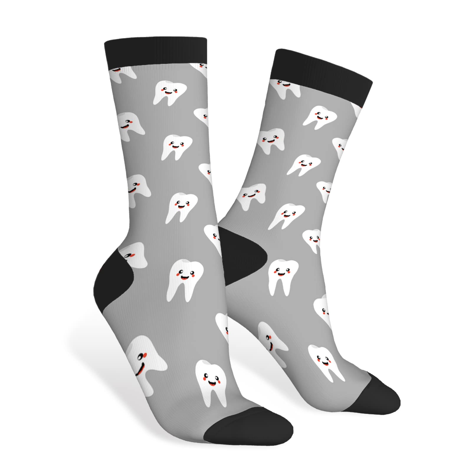 Nlwqekv Unisex As Pic Teeth Socks Novelty Casual Crew Socks For Women Men Gift