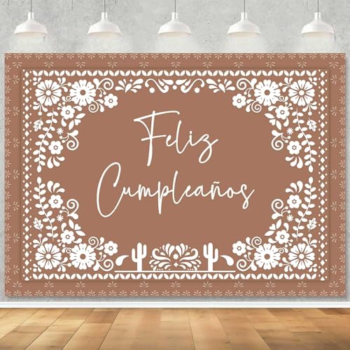 Ayayiya Feliz Cumpleaos Backdrop Mexican Theme Talavera Birthday Party Decorations Banner Brown Cactus Floral Cino De Mayo Mexico Fiesta Themed Birthday Photography Background 7x5ft