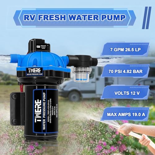 Image of 12V DC Water Pressure Pump,Sprayer Pump,7.0GPM 70PSI Five Chamber Diaphragm Water Pump,Up to 10FT 250W Self-Priming with Heavy Duty Pressure Switch,Ideal for Agricultural Spraying Marine Yacht