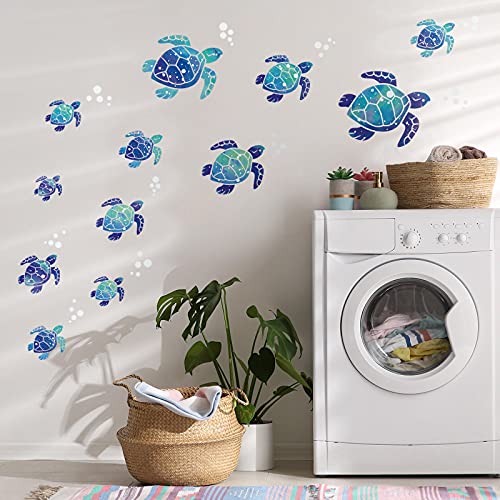 24 Pieces Sea Turtle Wall Decals Turtle Vinyl Stickers For Bathroom Underwater Ocean Wall Decals Waterproof Removable Turtle Decals Decoration For Bedroom Toilet Living Room Wall Decor #TOP4