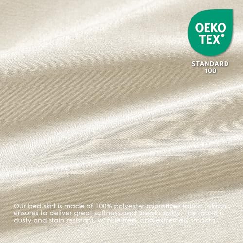 FreshCulture King Bed Skirt, Dust Ruffle for King Size Bed, Easy Fit with 15-Inch Tailored Drop, Elastic Wrap Around Bed Skirt King Size, Hotel Quality Bed Skirts for Adjustable Bed (Cream) - Thumbnail 6