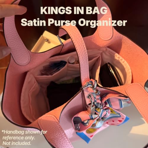 KINGS IN BAG Satin Purse Organizer for Picotin 18, Pink — view 3