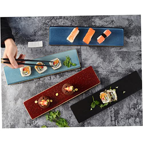 Plato rectangular de cerámica para sushi miniatura 4