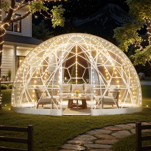 VEVOR Garden Dome Igloo, 12 x 7.2 ft Outdoor Clear Bubble Tent for 4-7 Person, Weatherproof Geodesic Dome Greenhouse with Window, PVC Igloo Tent for Backyard Patios Camping Party Wedding