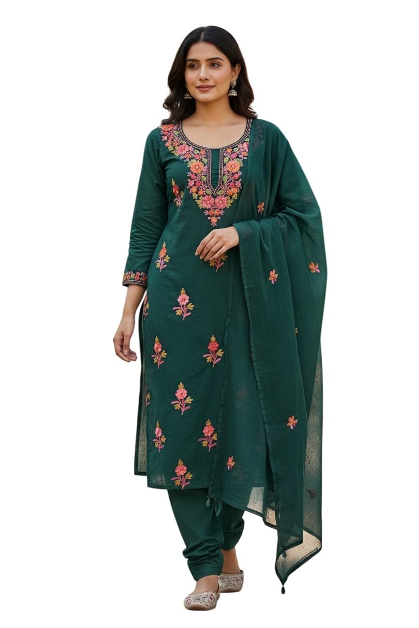 Kashmir Gallery-Women Cotton Suits with Kashmiri Embroidery Unstitched Dress Material Salwar Suits - Review, Price and Buying Guide