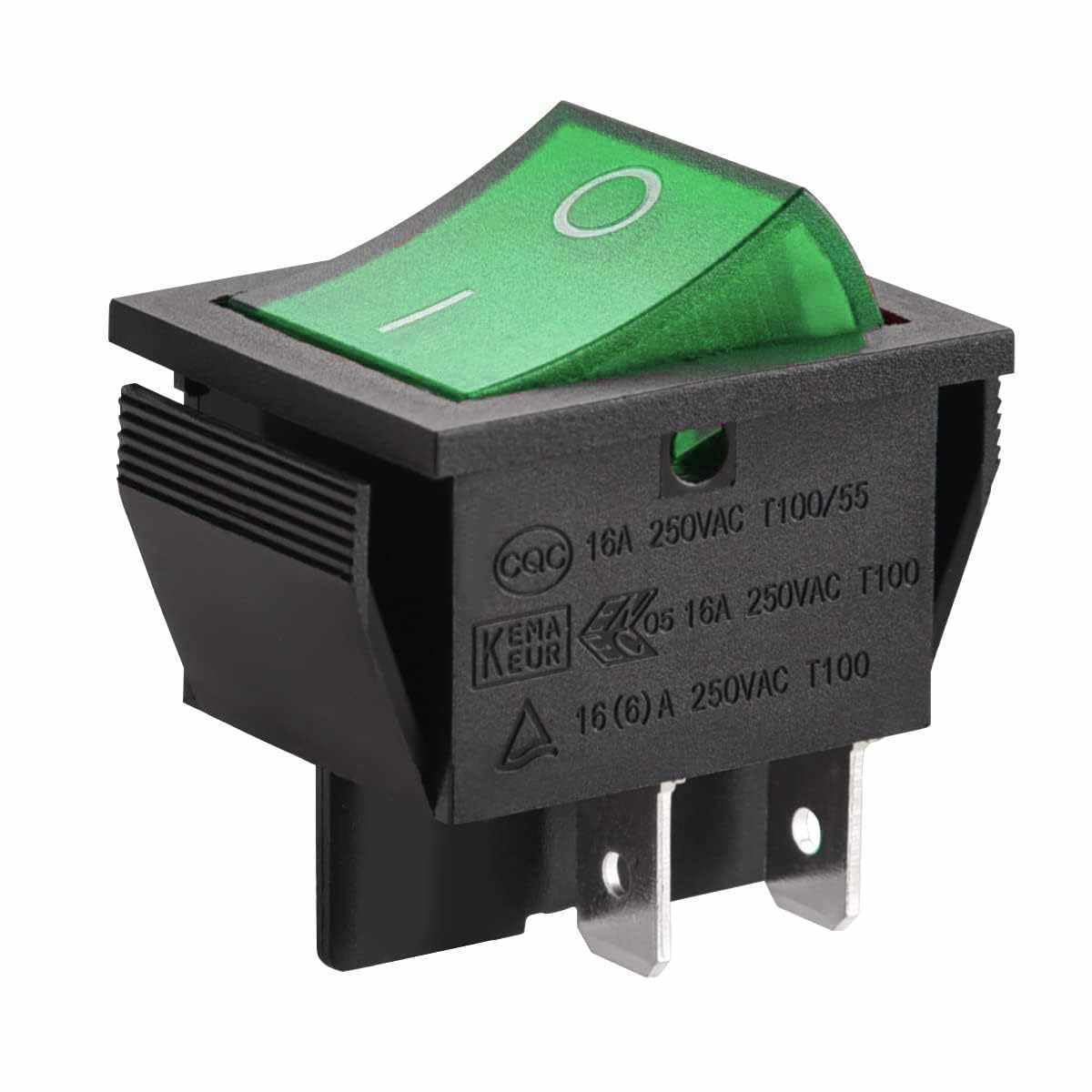AUTOZOCO Interruptor Basculante DPST ON/OFF 4 pin, Interruptor Basculante DPST de Encendido y Apagado, Interruptor de Encendido/Apagado de Dos polos y Cuatro Terminales, 250 V - 16A, PVC, Luz Verde - imagen 1