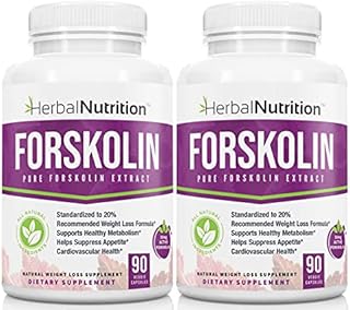 Forskolin for Weight Loss, 250mg-500mg Max Strength Forskolin Two Pack 90 Count Bottles, 20% Extract of Pure Forskolin, Ideal Diet and Athletes Formula, Promotes Lean Body Mass and Weight Loss