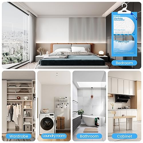 bemece 10 Packs Dehumidifier Bags, Hanging Moisture Absorbers, Dehumidifier for Closets, Bedrooms, Bathrooms, Basements, RVs To Stop Damp - Fragrance Free, Each 8.3 OZ