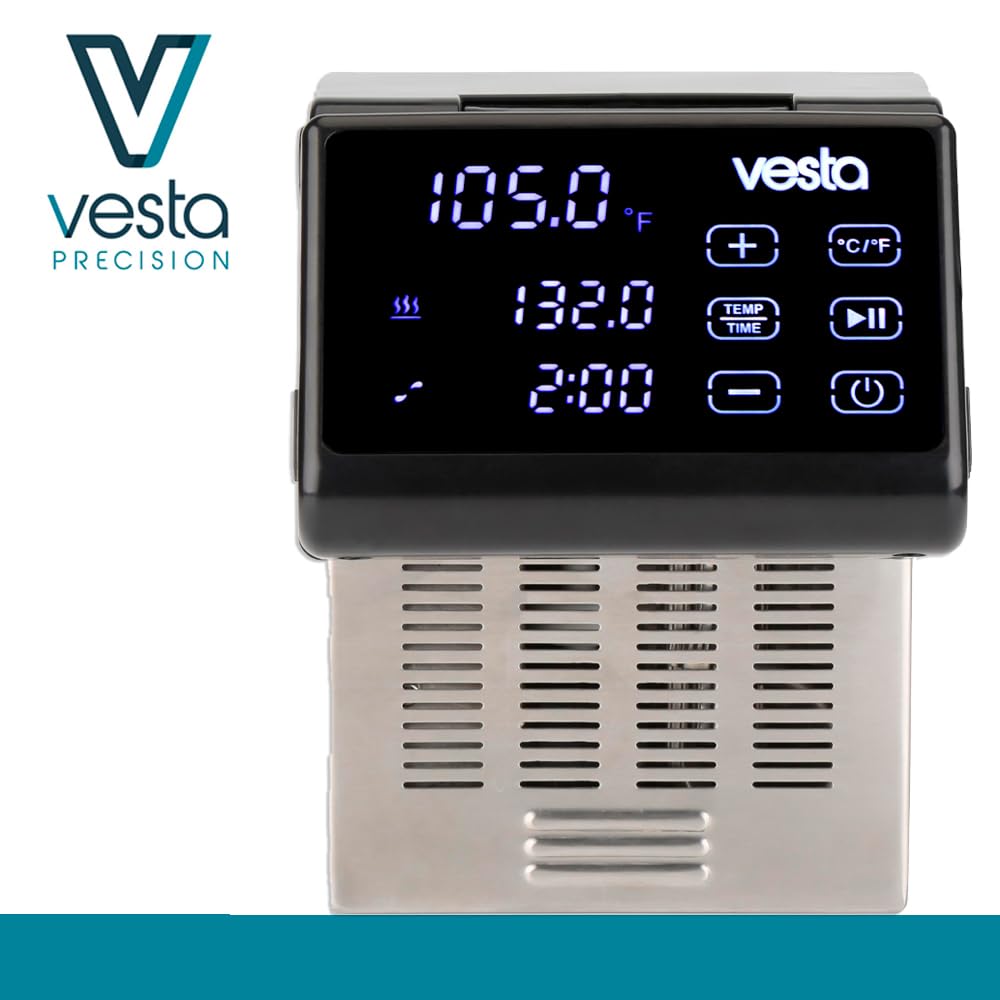 Vesta Precision Thermocirculateur à Immersion SV91 Imersa Pro pour Cuisine basse Température avec App de Contrôle compatible avec les Réservoirs d'eau ≤50L | Conception Pliable Couleur Noire