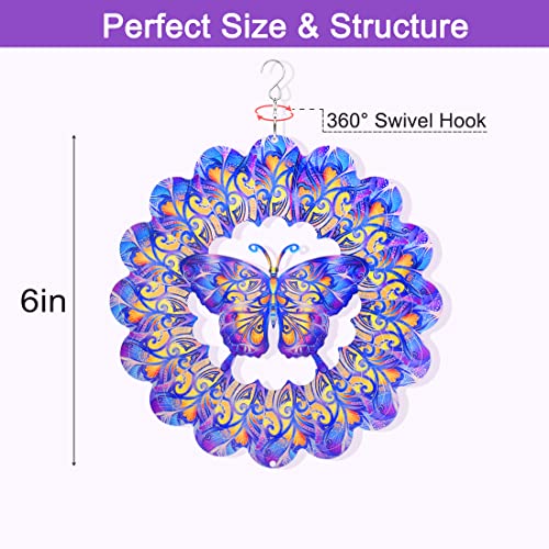 Butterfly Wind Spinners Outdoor Metal, 6In Purple Wind Sculptures Hanging Decor, Stainless Steel Spinning Garden Ornaments Clearance, Small Wind Catcher For Patio Yard, Spinifity Designs Art Gifts #TOP5