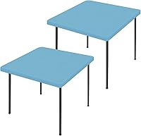 Vista 34 de Paquete de 2 manteles rectangulares de elastano de 4 pies, elásticos y ajustables para pícnic, cubierta de mesa de patio elástica y lavable