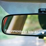3 Stück Aufkleber I Love You Drive Safe, Auto Aufkleber Spiegel Außen Ich Liebe Dich, 11 X 2 cm Vinyl-Aufkleber Wasserdichter Für Autospiegel, Ausgefallene Autozubehörteile (Deutsche Version)
