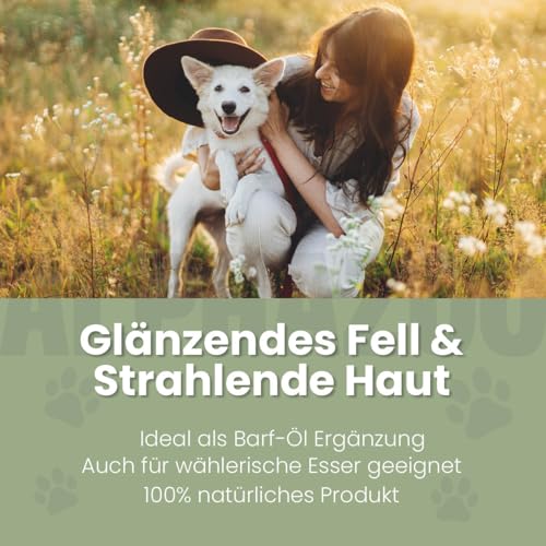 alphazoo Premium Lachsöl Hunde 100 ml, Omega 3 & 6 Fischöl für Hunde - abgefüllt in Deutschland, Barf Öl, Fellpflege Hund