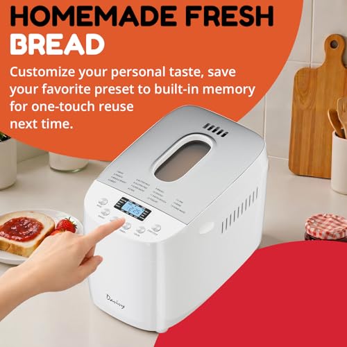 Davivy Bread Maker Machine with 2 Dough Kneading Paddles,15-in-1 Automatic Large Capacity Bread Machine Nonstick Bowl For Bread, Jam& Yogurt, 3 Loaf Sizes and 3 Crust Settings by Davivy - Image 6