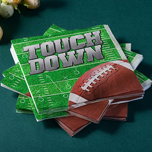 Gatherfun Football Party Supplies Kit Serve 50, Includes Dinner Plates, Dessert Plates, Napkins, Perfect For Football Birthday Party Football Gameday Tailgate Party Decorations #TOP3