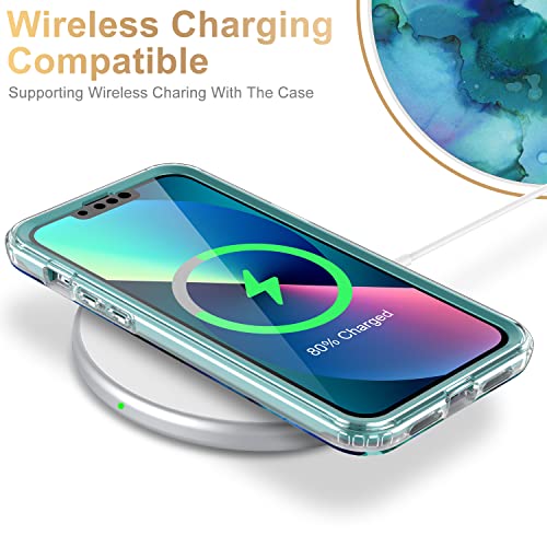 Esdot Iphone 13 Case With Built-In Screen Protector,Military Grade Rugged Cover With Fashionable Designs For Women Girls,Protective Phone Case For Apple Iphone 13 6.1" Opal Marble Purple #TOP2