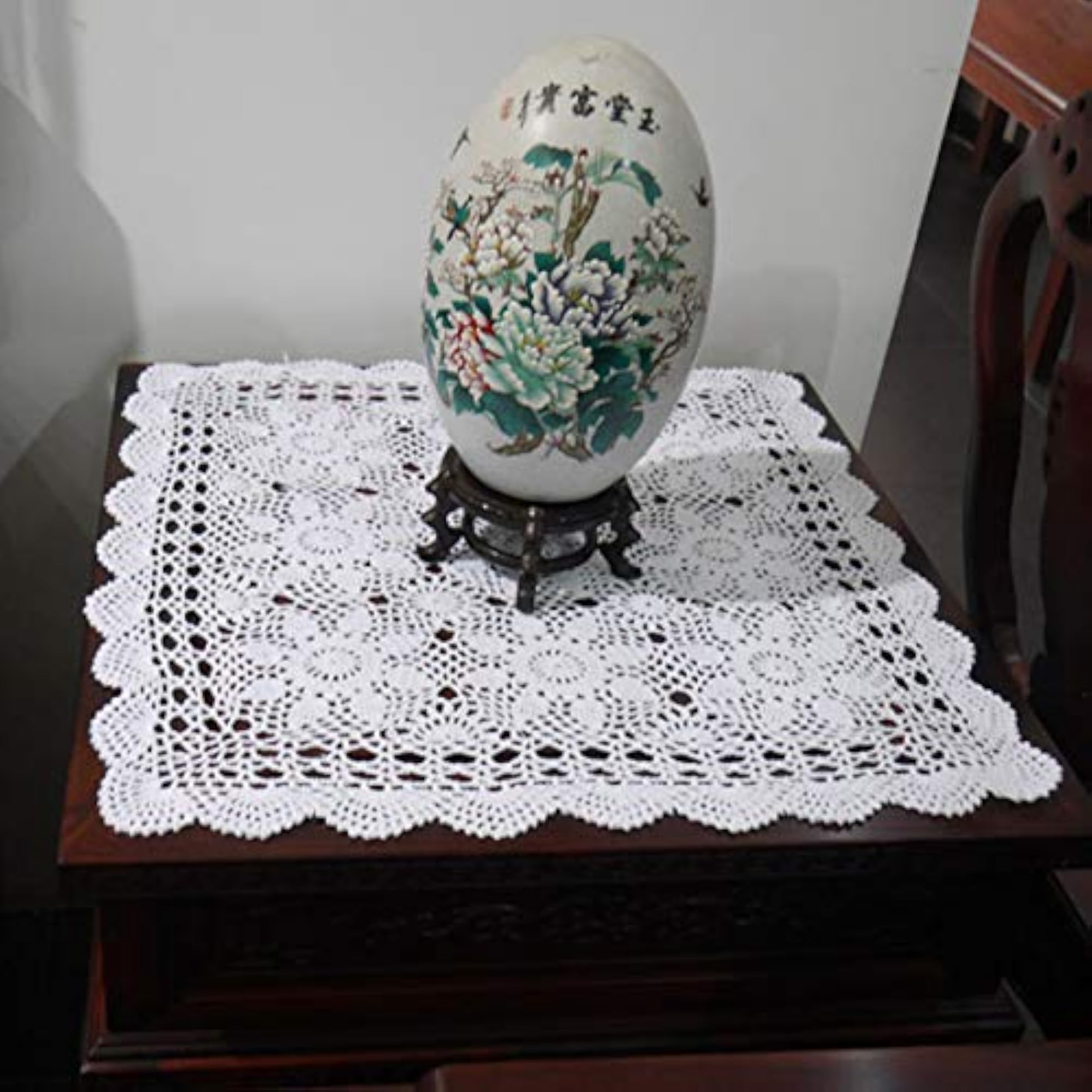 White Cotton Handmade Crochet Lace Table Cloth Doilies