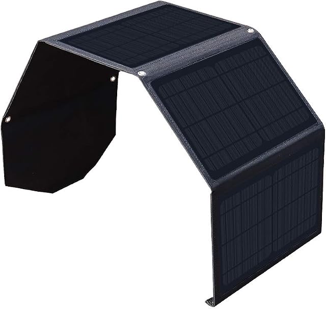 XINPUGUANG 28w Foldable Solar Charger Dual USB QC 3.0 Ports Portable 4 x 7w Solar Panel for Smartphone, Tablet, Camera, Powerbank, Camping Travel Outdoor Power charging (Black)