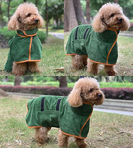 Dog Drying Coat Bathrobe Towel, Microfibre Material Fast Drying Super Absorbent Dog Bath Robe, Pet Quick Drying Moisture Absorbing With Adjustable Collar And Waist #TOP6