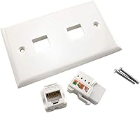 Vista 6 de Placa de pared Ethernet RJ45 CAT.6, paquete de 1 placa frontal de acoplador en línea de conector Keystone de red Cat6 con conector de módulo RJ45