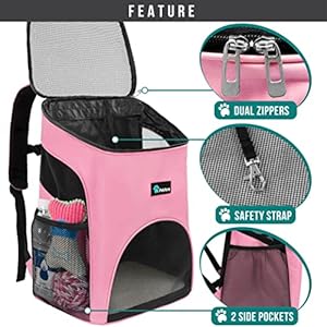   PetAmi-Small-Dogs-and-Cat-Backpack-Carrier-Airline-Approved-Pet-Backpack-Carrier-Ventilated-Safety-Strap-Buckle-Support-Designed-for-Hiking-Travel-Camping-Outdoor-Max-18-lbs-Pink