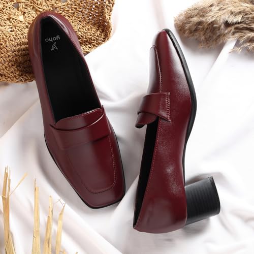 Image of YOHO Bliss Heel 001 Slip-on Loafers for Women | Comfortable & Stylish Block Heeled | Fashion Moccasins with Footpharma Footbed | Perfect for Casual, Formal Shoe