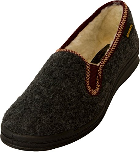 Intermax Chaussons pour femme, fourrés en laine vierge avec joli nœud - Noir - anthracite, 38 EU Cover