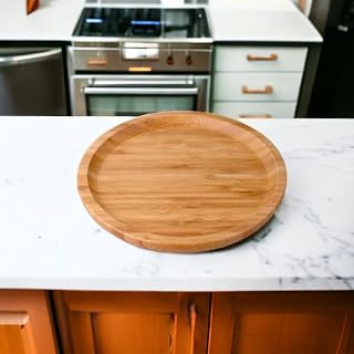 Deconox Bambu Lüx Yuvarlak Servis 20 * 20cm, Sunumluk & Çerezlik Sunum Tabağı