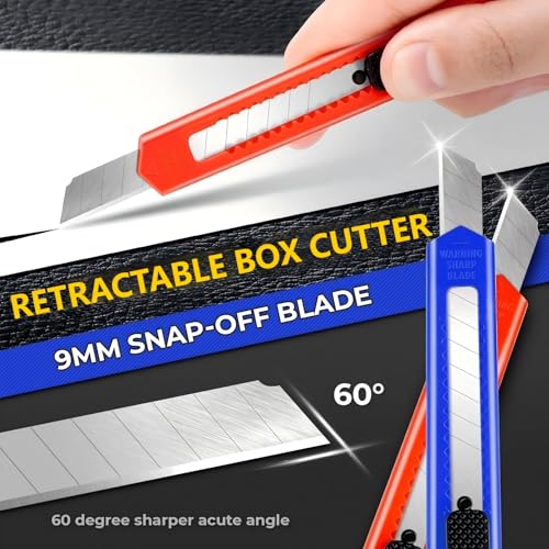 Image of 56 Pack Utility Knife Retractable Box Cutters, 9mm Wide Snap Off Blade Cutter, Compact Utility Knives Box Knife, Extended Use for Office, Craft, Razor Knife, Paper Knife
