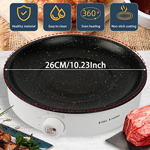 Electric Bbq Grill,Smokeless Indoor Coated Griddle Pan,10 Inch Round Nonstick Plate Portable, Medical Stone Coating Easy Cleaning,Grilling Surface Perfect For Cooking Bbq And Party Barbecue #TOP5