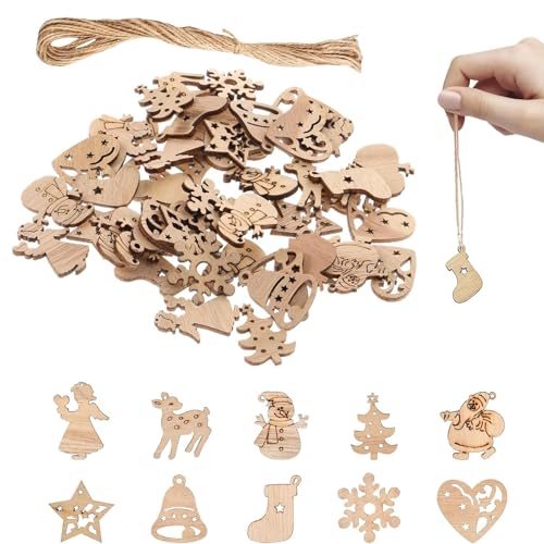 Holzanhänger Weihnachten 200 Stück Mit 10m Juteschnur,...