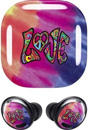 Skinit Decal Audio Skin Compatible with Samsung Galaxy Buds Pro - Liquid Blue Tie Dye Peace & Love Design