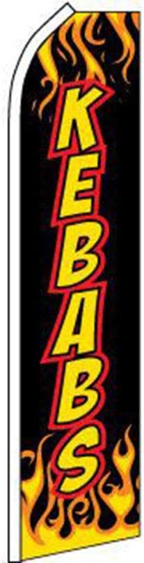 Kebabs Black/Red/Yellow With Flames Swooper Super Feather Advertising Flag