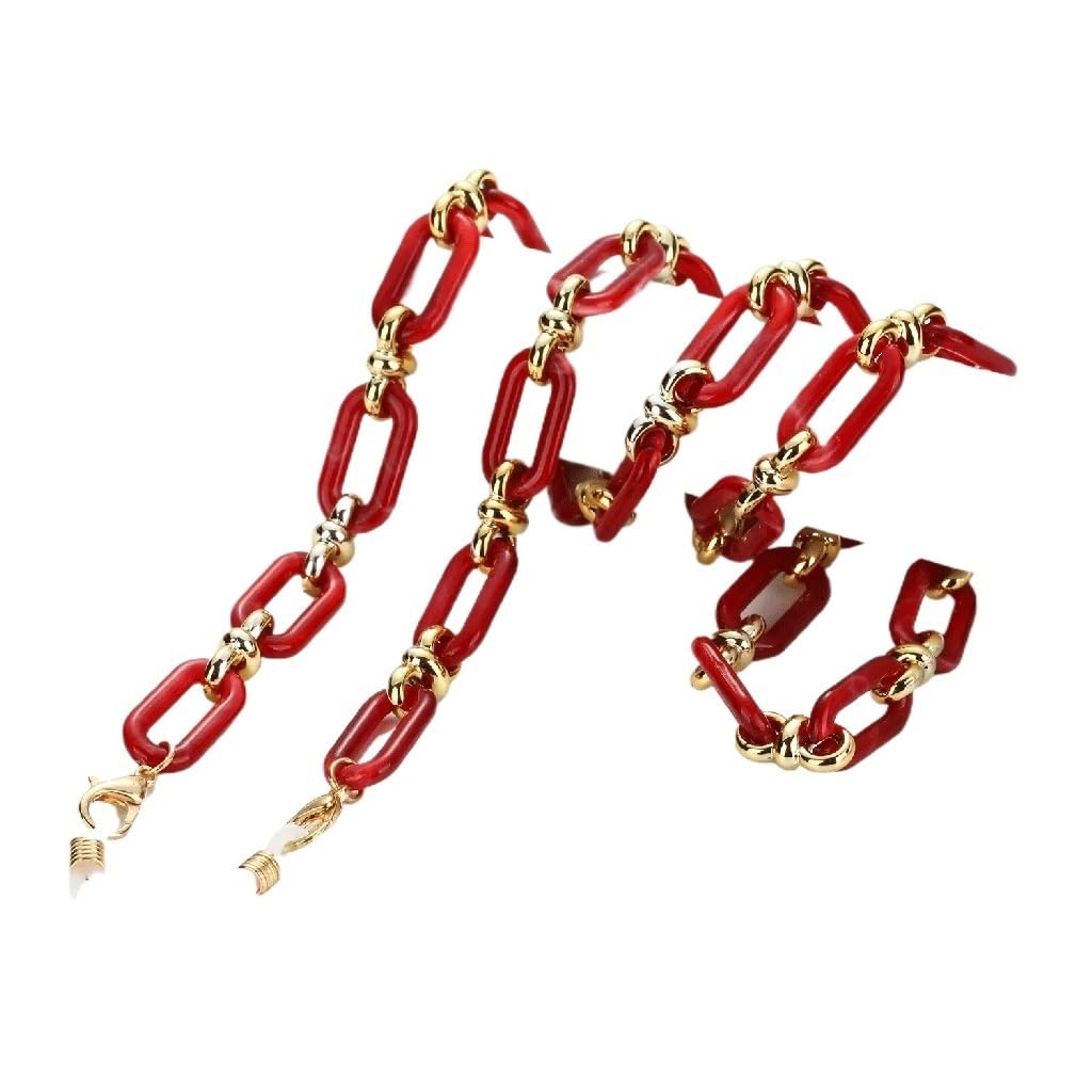 KLXSIVU Acrylic Buckle Chain Glasses Women's Sunglasses Sling