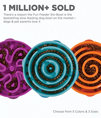 Outward Hound Fun Feeder Slo Bowl, Slow Feeder Dog Bowl, Large/Regular, Orange #TOP4