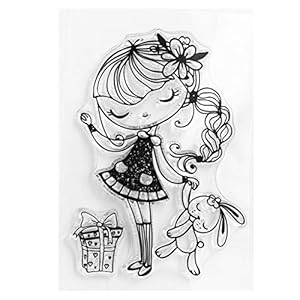 ECMQS Bunny Girl Transparante postzegels, siliconen stempelset, Clear Stamps, snijsjablonen, knutselwerk, scrapbooking…