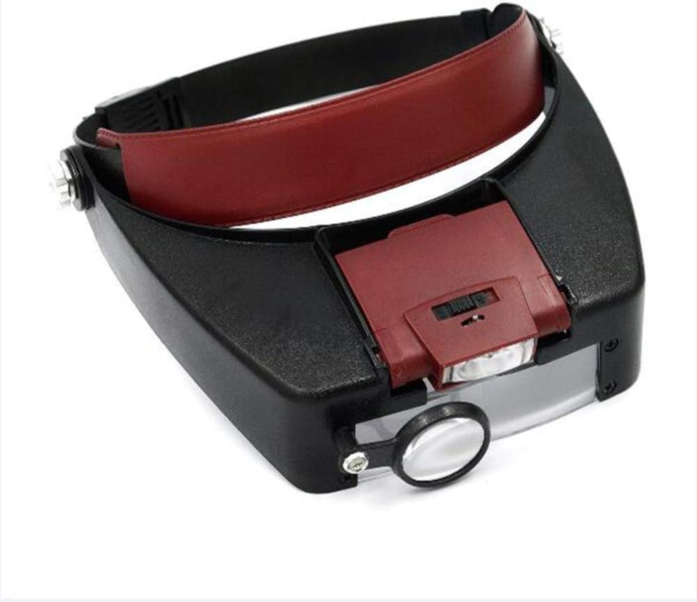 Lighted Headset Magnifying Glasses, with 2Led Lights Head-Free Magnifier Loupe for Electronics Eyelash Crafts Jewelry Circuit Watch Repair,1.5X,2.5X,6.5X,8X A/A