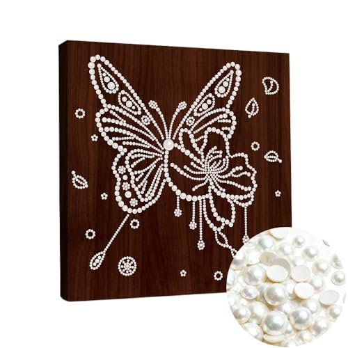 Pearl Painting Set with Red Canvas and Frame, 11.8x11.8 Inch