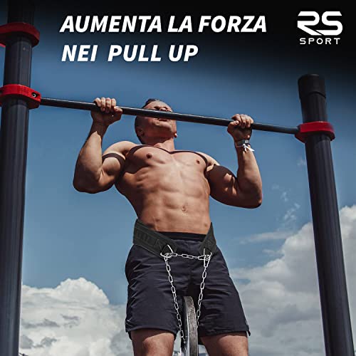 RS Sport Cinturón de lastre para dip y dominadas, levantamiento de pesas, neopreno, soporte lumbar con cadena, calisthenics, crossfit, gimnasio, fitness, gimnasio, entrenamiento, powerlifting - Imagen 6