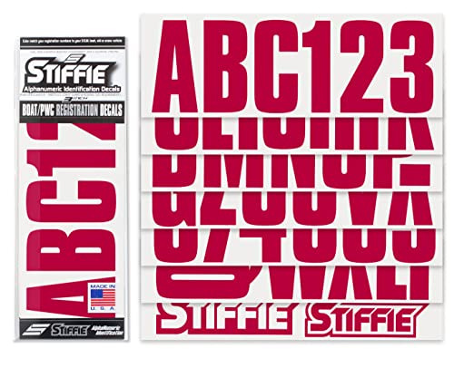 Image of STIFFIE Uniline Burgundy 3 inch Boat & PWC Registration Decals • Numbers Letters Stickers