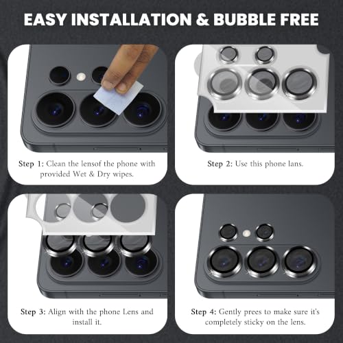 Image of ArmourPro Camera Lens Protector for Samsung Galaxy S26 Ultra with Auto Alignment Installation Frame, AR+AF Coated Tempered Glass Camera Rings, Anti-Scratch, Case Friendly | Black